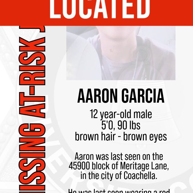 Niño Desaparecido en Coachella, Aaron García, Regresa a Casa Sano