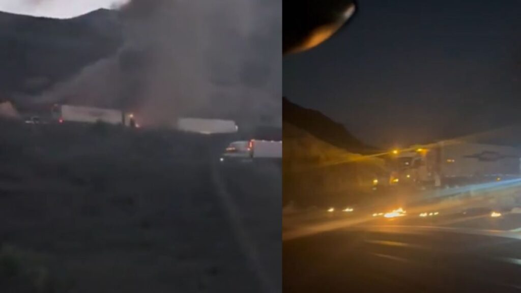 Cierre de Autopista Monterrey-Saltillo por Accidente de Tráiler que se Incendió